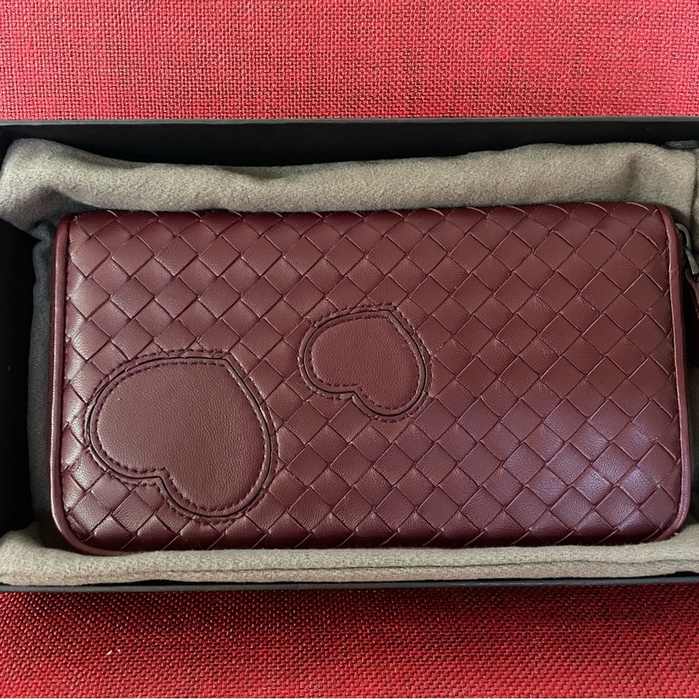 New Bottega Veneta Intrecciato Long Wallet Burgundy